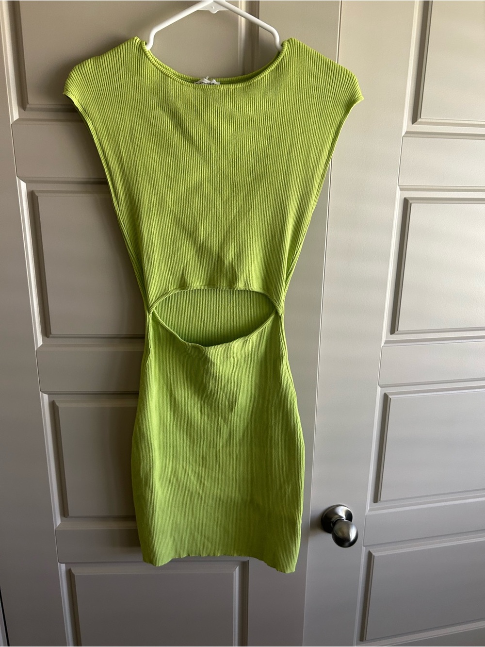 Cutout Ribbed Mini Dress in Lime Green